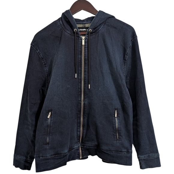 The Kooples Other - The Kooples JEANS Indigo Denim-Look Zip-Up Hoodie - Size Medium